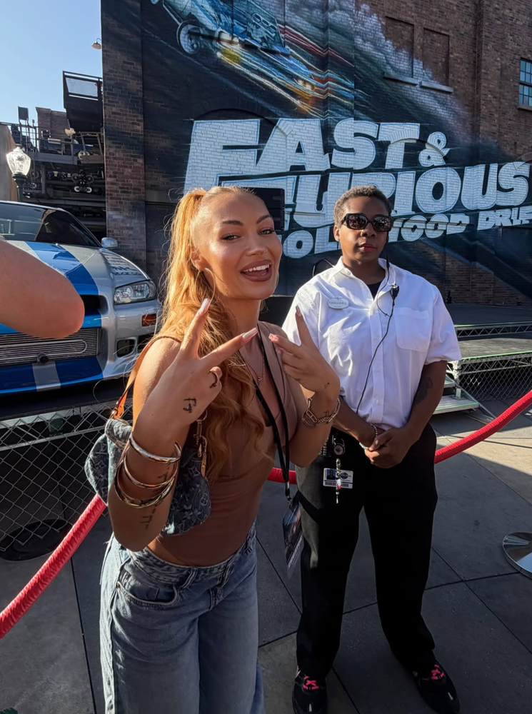 LaTina Rusin on a Fast and Furious set